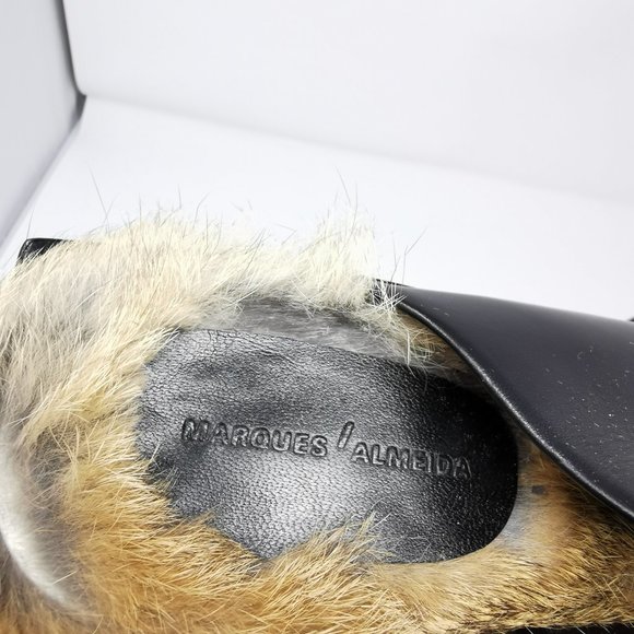 Marques Almeida Black Leather Mules Lined in Fur - Picture 12 of 16